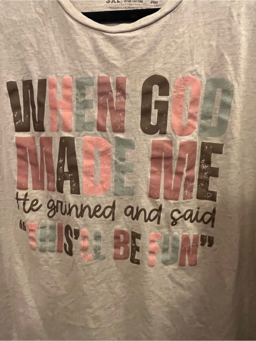 Women's 3XL Short Sleeve Graphic Tee - Beige - Picture 3 of 4